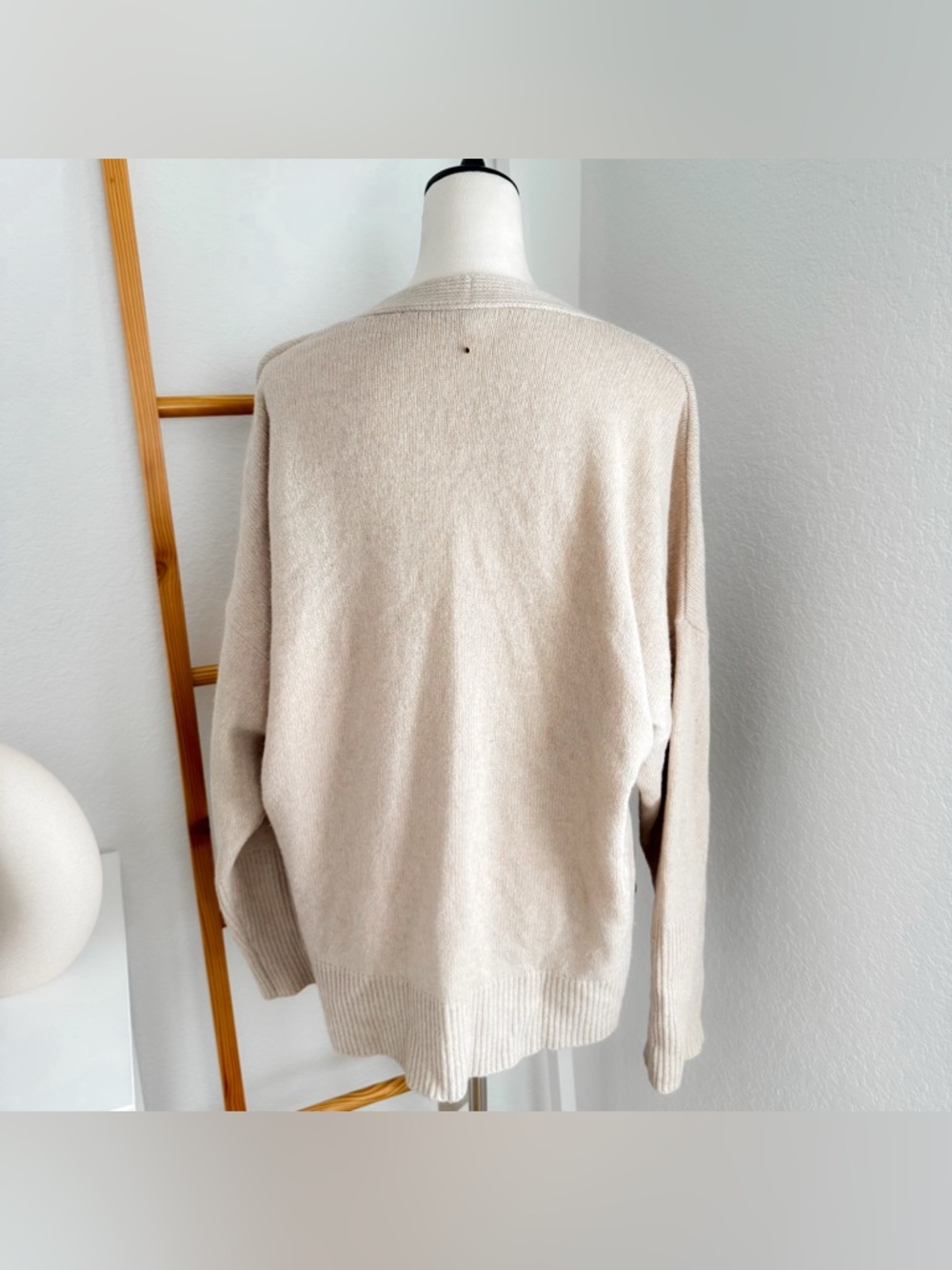 Cuyana Cashmere Wrap Sweater Cardigan in Tan Cream - Picture 7 of 14